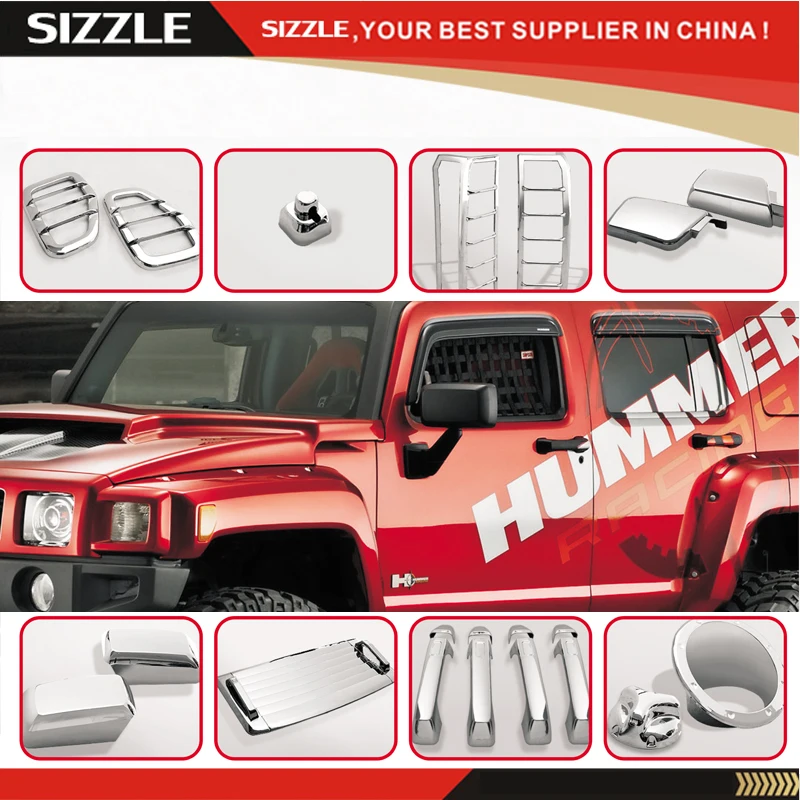 2006-2010 HUMMER H3 FRONT HOOD SIDE AIR INTAKE VENTS COVERS CHROME TRIM SET PAIR