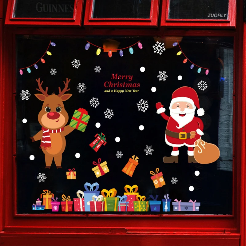 Decorazioni natalizie 2022 adesivo elettrostatico per vetri per finestre adesivo decorativo per babbo natale pasta per vetri per decorazioni di capodanno  15