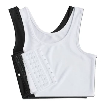 

Les Lesbian Casual Breathable Buckle Short Chest Breast Binder Trans Vest Tops Plus Size S-4XL 5XL