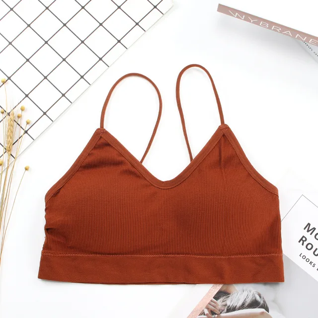 High Elastic Bra Women Gathering Bralette Push Up Bra Summer Anti-light Korean Style Wild Bra Tube Top Sexy No Rims Lingerie Caramel