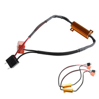

2Pcs H7 50W 6Ohm LED DRL Fog Light CAN Load Resistor Wiring Harness DC 12-24V Car Electronics car accessories