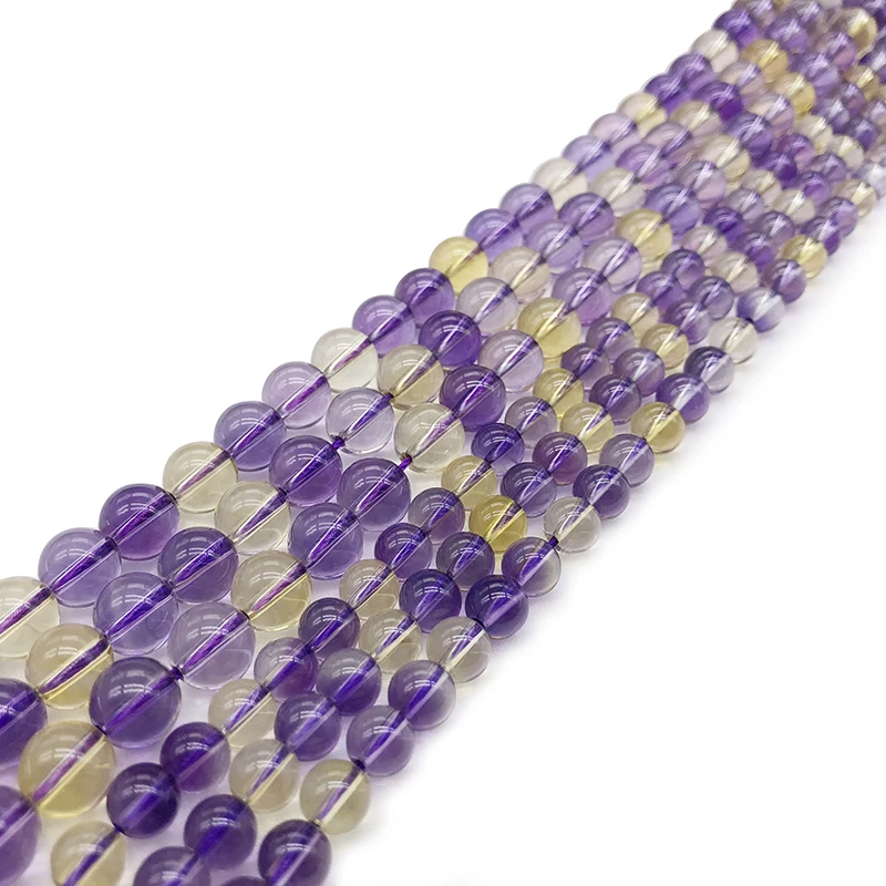 Natural Stone Clear  Purple Yellow Citrines Quartz  Gem  Ametrines Jaspers Beads For Jewelry DIY Making Bracelet Necklace