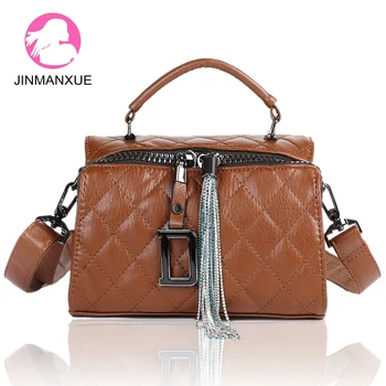 

2020 New Wave Tassel Female Bag Leather Shoulder Bag Wild Solid Color Handbag Retro Casual Lattice Messenger Bags Bolso Mujer