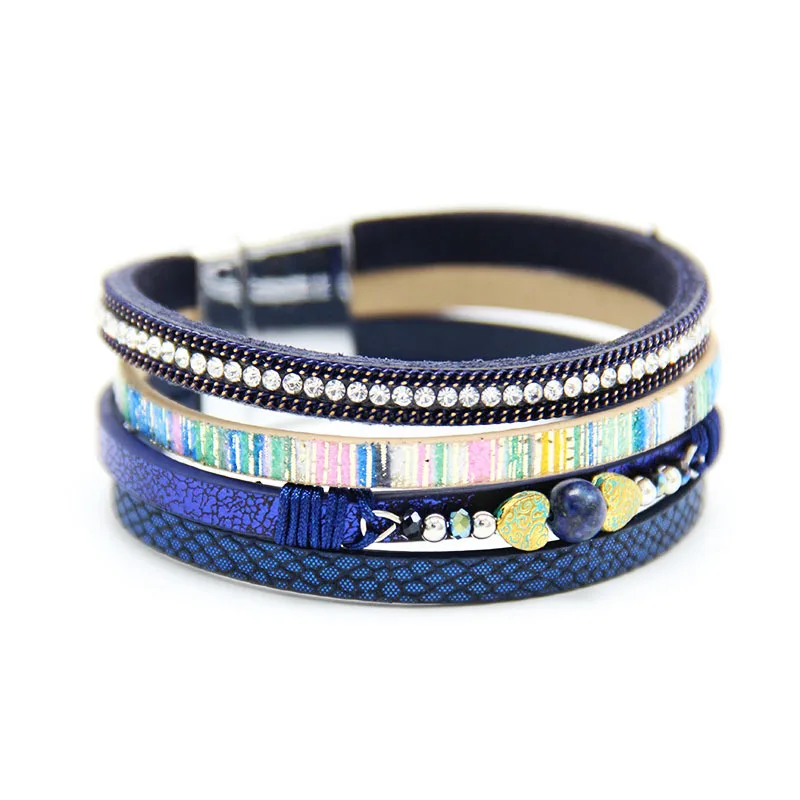 Кожаный браслет для женщин мессенджер через плечо на магнитной застежке Богемия