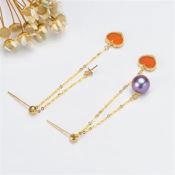 

G18K Gold Earring Hooks with Eyepin Bead Caps, Yellow Karat Gold Solid 18ct oro French Earwire Dangle Pearl Earrings