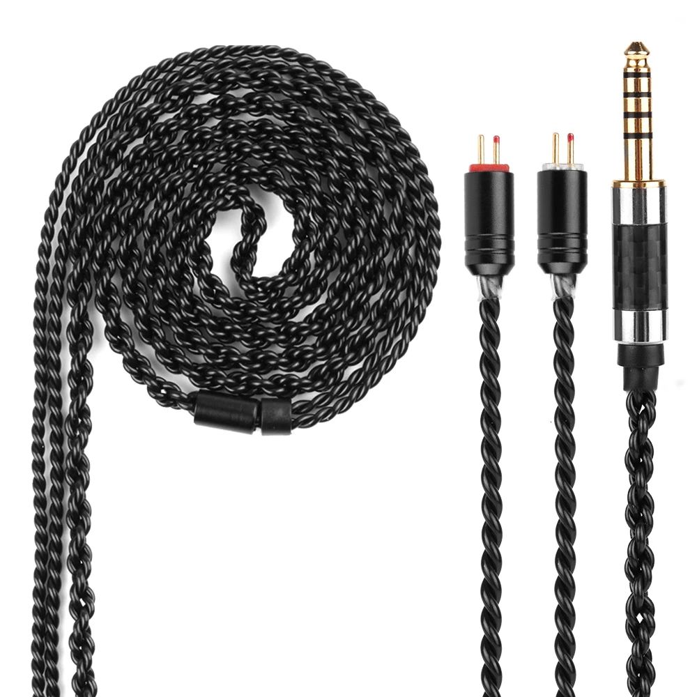 Yinyoo H3 H5 4 ядра Модернизированный посеребренный черный кабель 3,5/2,5/4,4 мм кабель для наушников с MMCX/2pin для LZ A5 A4