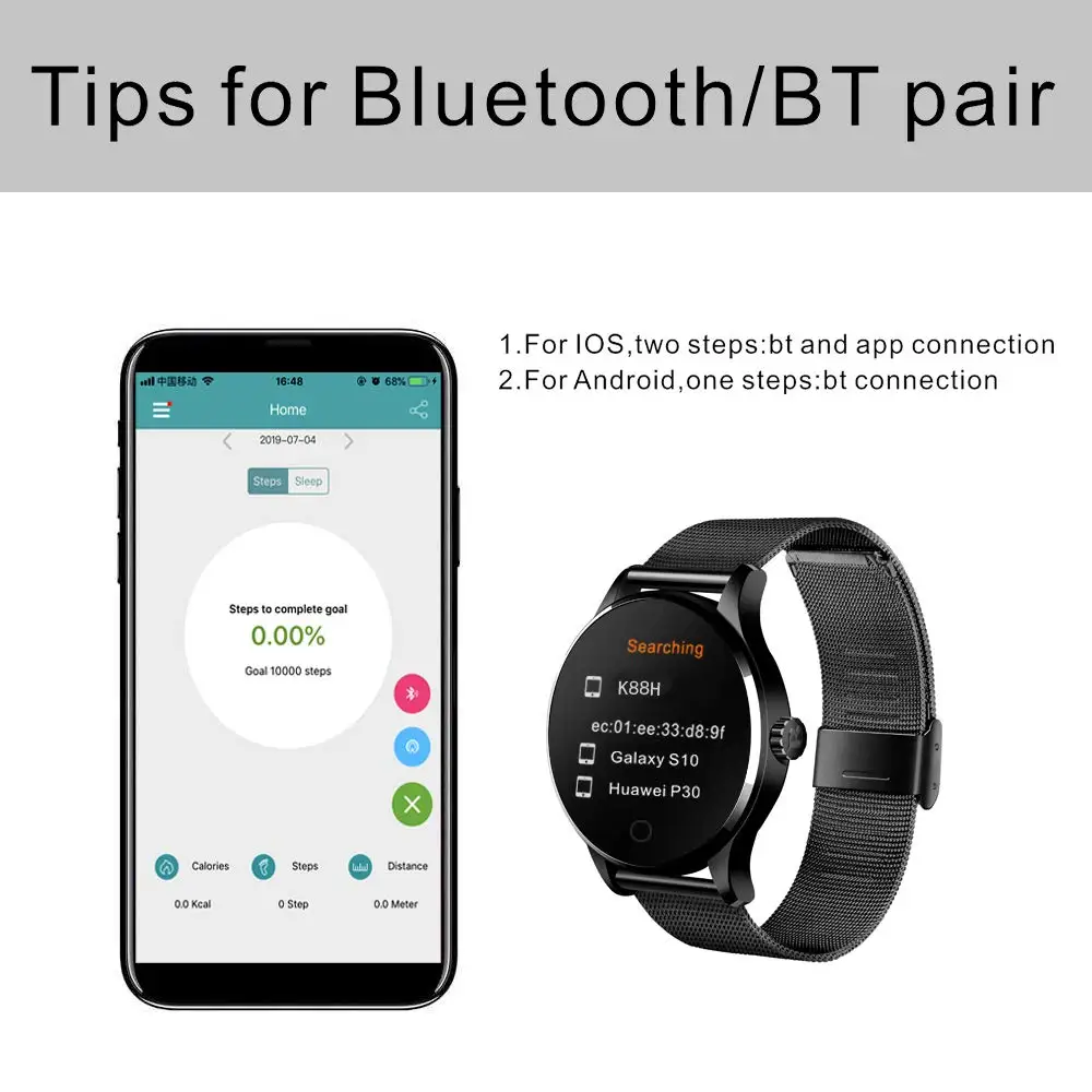 Смарт часы мужские с Bluetooth пульсометром шагомером калькулятором калорий|Женские