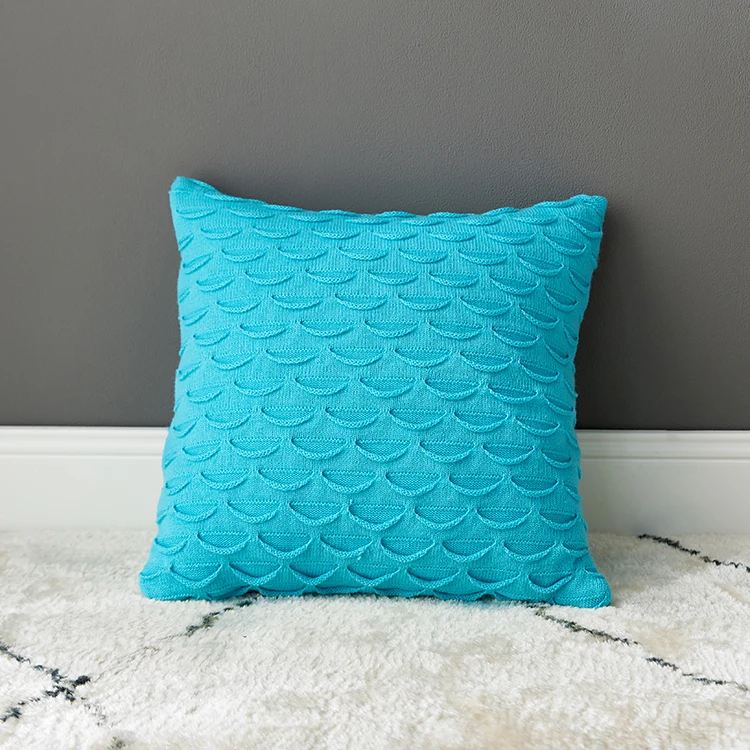 Декоративная наволочка для подушки для дома 45x45 см, однотонная наволочка в виде рыбьей чешуи, розовый, серый, кремовый, желтый, синий квадратный чехол для подушки для дивана-кровати