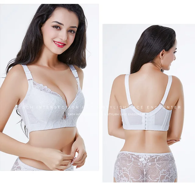 NEW WOMENS BORDER Lace Bow Padded Push Up Bra Plus Size Bra Tops 36C-44DD  £14.99 - PicClick UK