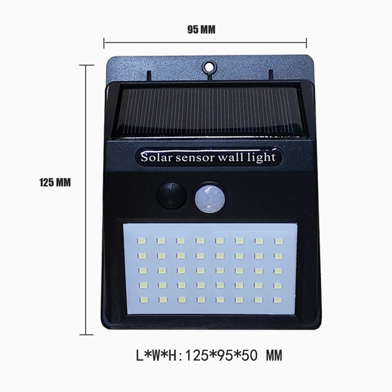 40 светодиодный светильник на солнечной батарее, 3 режима, датчик движения PIR, солнечный садовый светильник, водонепроницаемый, для улицы, энергосберегающий, уличный, для двора, дорожка, Домашний Светильник
