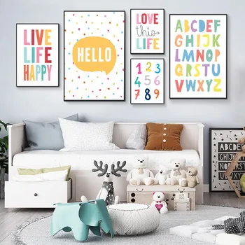

Rainbow Abc Alphabet Nursery Poster Nordic Wall Art Canvas Prints Painting Picture Children Bedroom Decoration Playroom Decor
