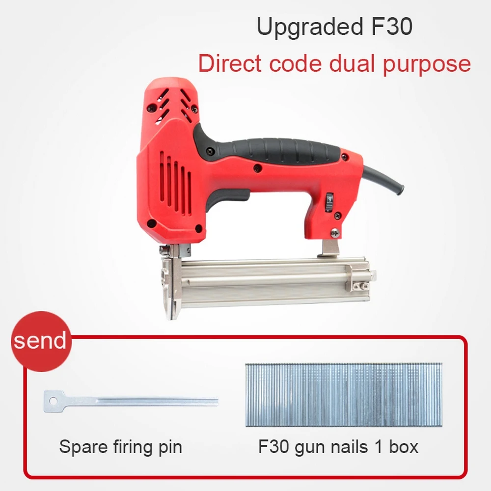 

2 in 1 Electric Nailer Staple Gun Framing Tacker U-Shaped Straight Nail Gun F30 6 Speed 2000W For 10-30mm Woodworking Tools
