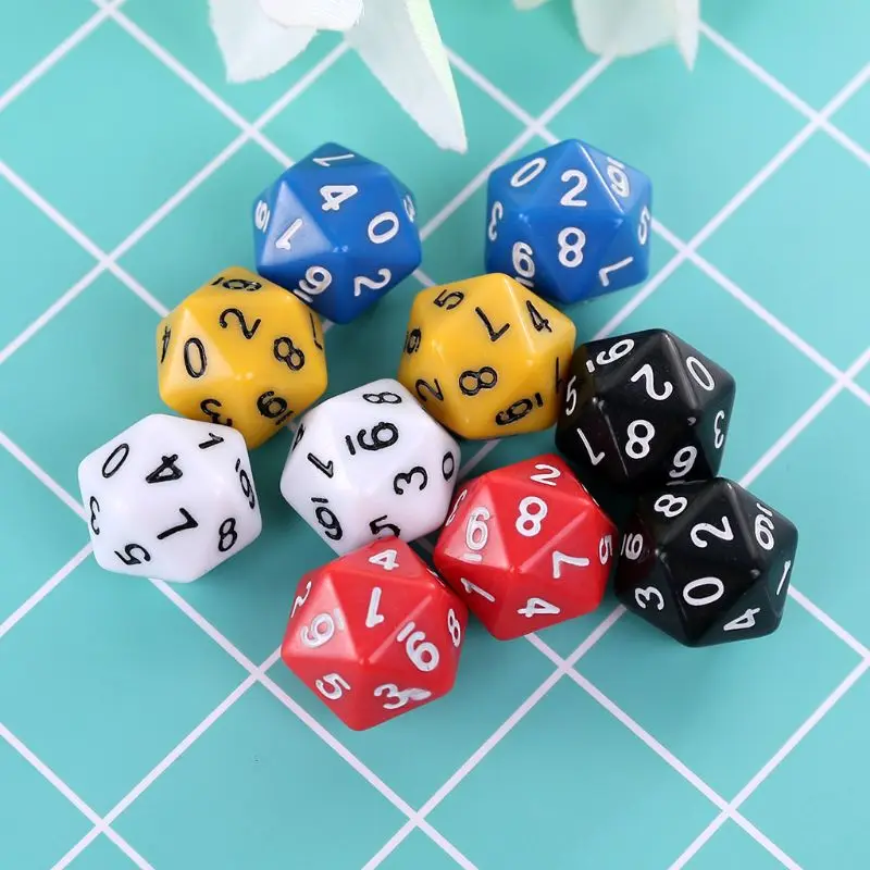 10 шт./компл. 20 СТОРОННЯЯ D20 многогранные кубики числа циферблаты для рабочего стола столешница игра W91C