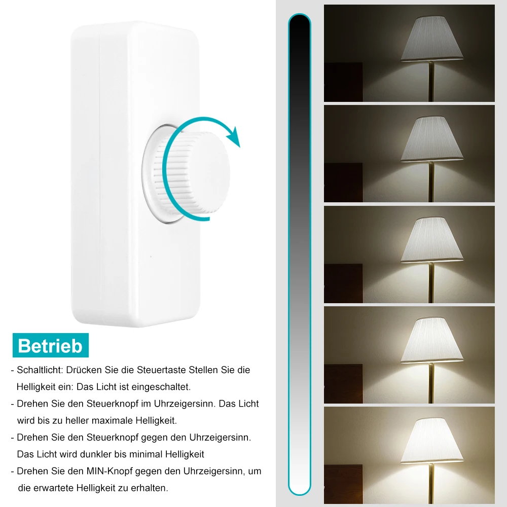 Adjustable LED Dimmer 220V Lights Switch Lighting Control 220V-240V 100W Wall Mounted Button Dimmer Switch Controller Against