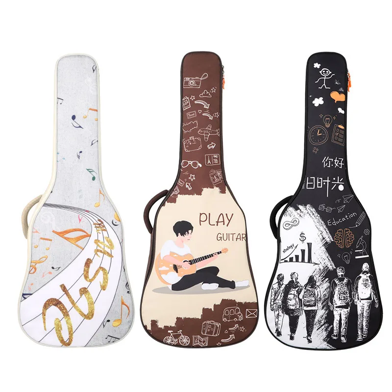 40/41 Inch Creative Pattern Guitar Bag Double Shoulder Straps Padded Acoustic Waterproof
