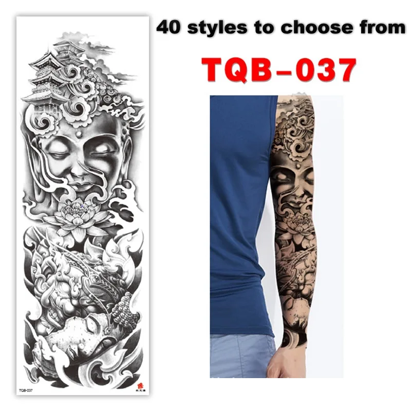 13 Полный череп большая рука рукава водонепроницаемый временная татуировка стикер Человек Женщины Поддельные цвета тотем татуировки стикер s боди арт ноги руки - Цвет: 13