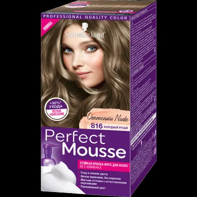 Стойкая краска-мусс для волос Perfect Mousse, тон 816, холодный русый