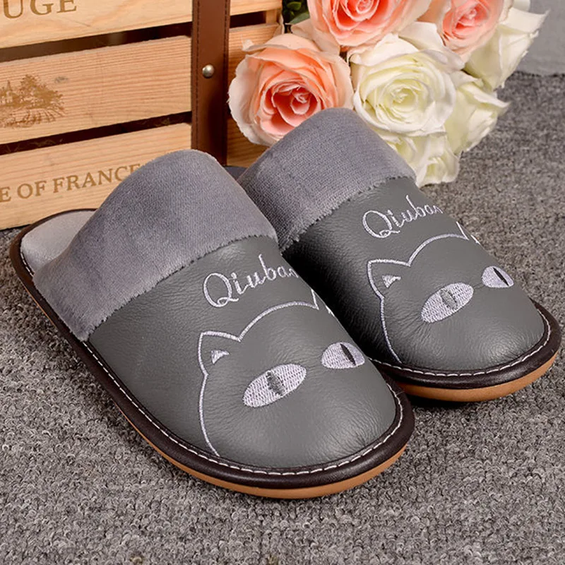 

Fur shoes women winter warm plush slippers size max 45/46 genuine leather slippers women winter indoor slippers 2019