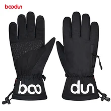 Зимние лыжные перчатки Boodun для мужчин и женщин, ветрозащитные водонепроницаемые Зимние перчатки для сноуборда, снегохода, катания на лыжах, теплые флисовые перчатки