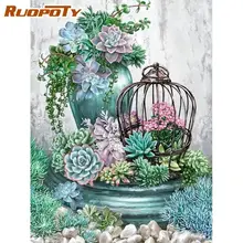 

RUOPOTY Framed Flower Painting By Numbers For Adults Oil Paints Kits Home Decoration Artcraft HandPainted Diy Gift Digital Paint