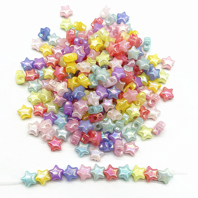 10mm AB Colourful Five-pointed Star Acrylic Loose Spacer Beads for Jewelry Making DIY Handmade Bracelets Accessories