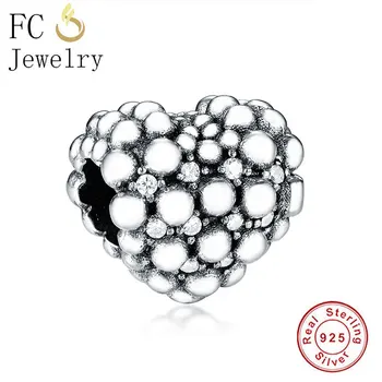 

FC Jewelry Fit Original Brand Charm Bracelet Authentic 925 Silver Heart Cluster Beads Making Women Mother's Day Berloque 2020