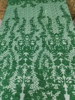 

J OY-31031 newest style new pattern green gluded glitter lace Sequins lace african sequins lace fabric for sexy dress f