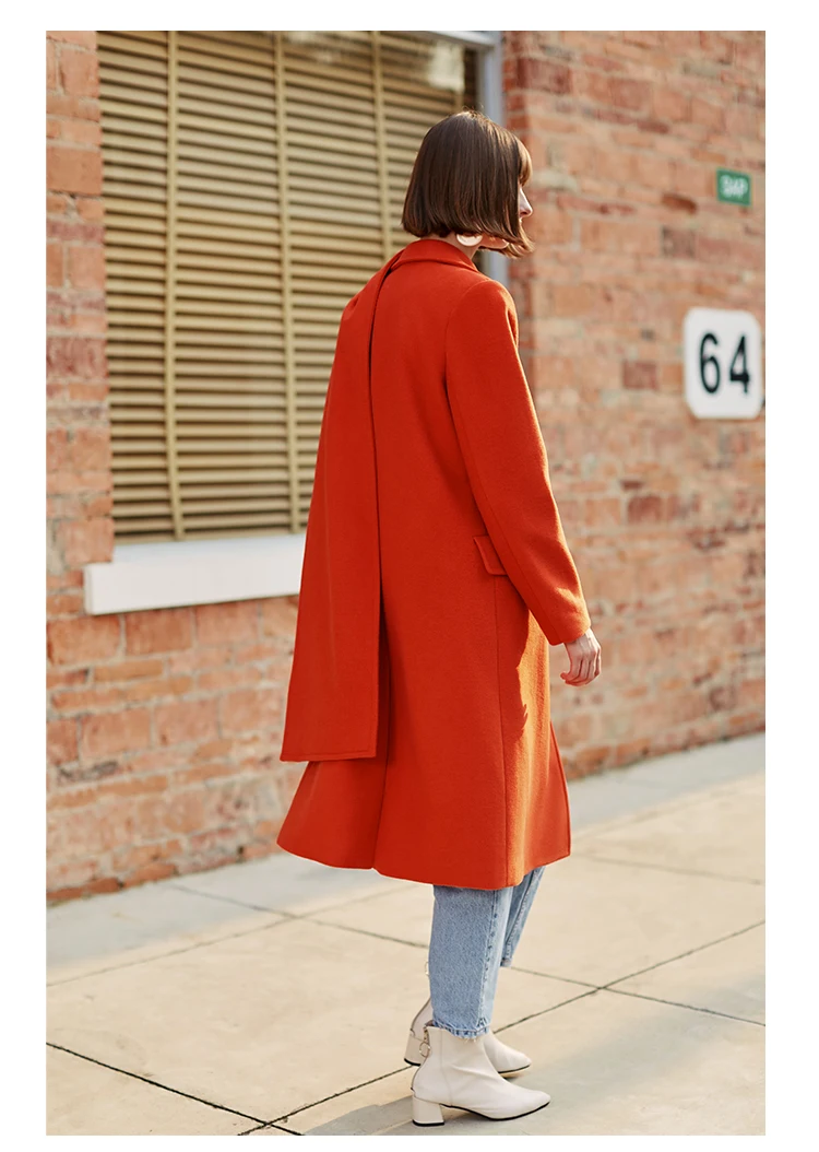 AEL осень и зима новые продукты модный шарф украшения Длинное свободное теплое оранжевое шерстяное пальто для женщин
