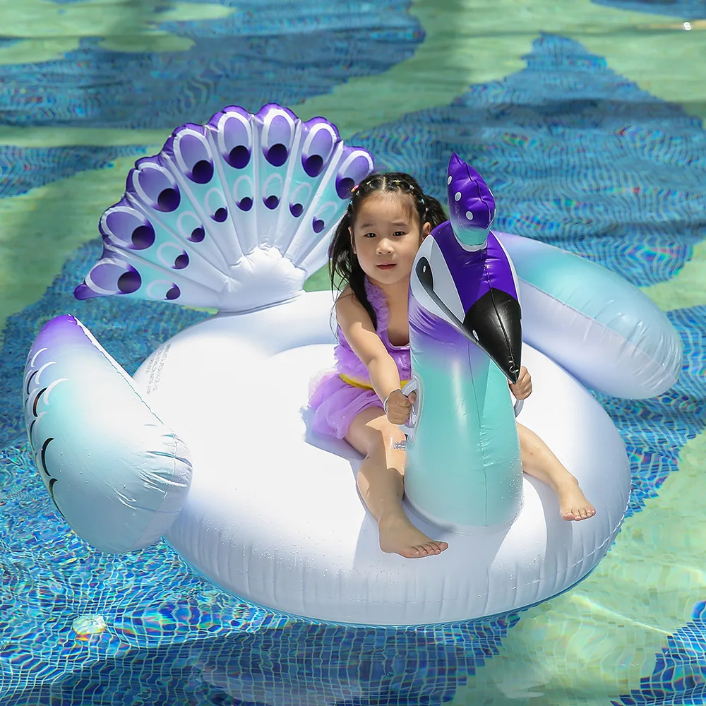 150cm Giant Peacock Pool Floating Swimming Ring for Adult Inflatable Mount Floating Bed Deck Chair Beach Swimming Pool Toy