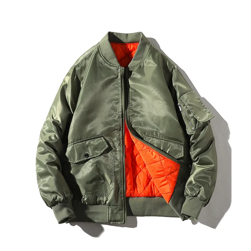 Army Green Thick Мужская куртка-бомбер, толстая мужская куртка-пилот, Мужская одежда, Повседневная ветровка, зеленое и черное Мужское пальто, верхняя одежда, размер S-4XL, ZA323 - Цвет: Army Green Thick