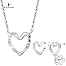 E ювелирные изделия, 925 пробы, серебряное ожерелье, серьги, ювелирные наборы для женщин, ожерелье в виде лебедя, кубический цирконий, набор в форме сердца, Новинка