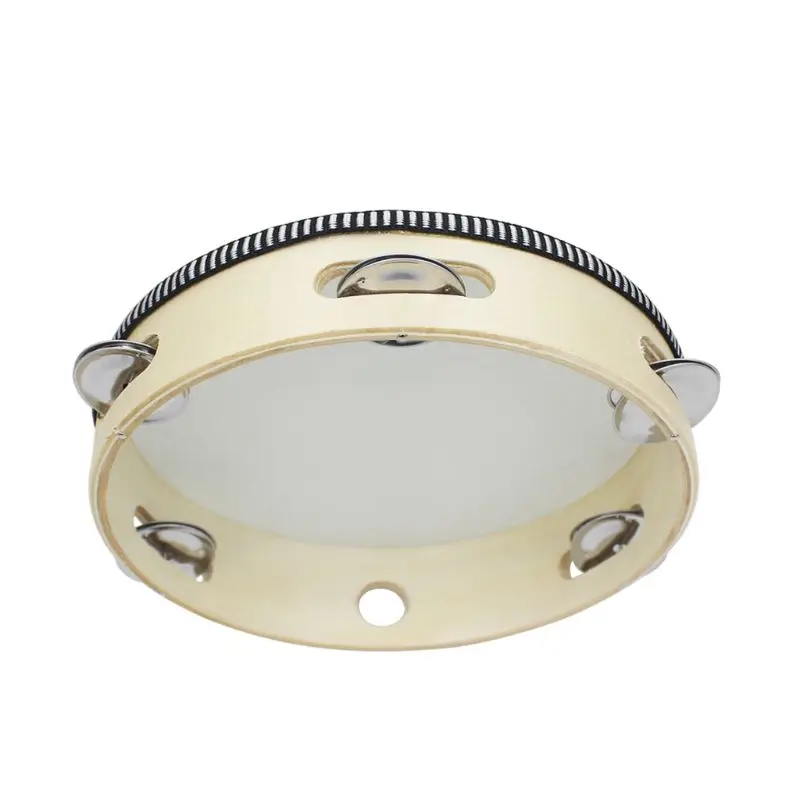 Drop Ship 8" Hand Held Tambourine Drum Bell Birch Metal Percussion Musical