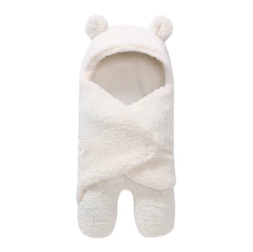 Милые мягкие флисовые спальные мешки для новорожденных мальчиков и девочек; теплое одеяло для пеленания; шерстяные хлопковые спальные мешки с капюшоном и медвежьими ушками