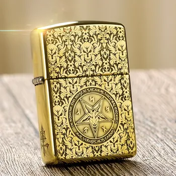 

100% Original Brand New ZP Lighter brass carving five sides Satan oil Lighter with logo box gift for men
