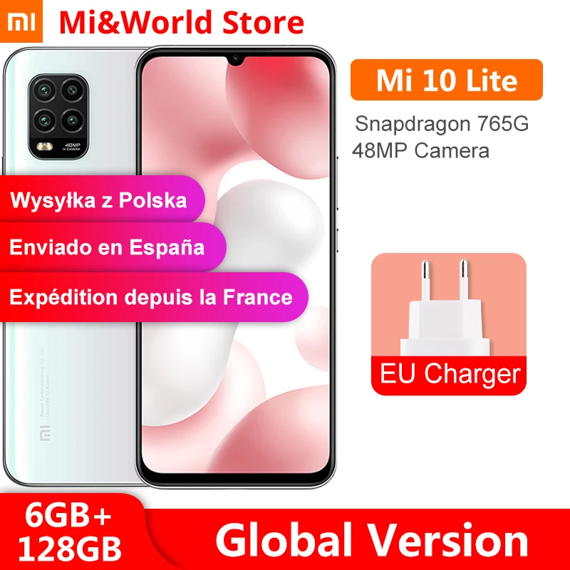 Глобальная версия смартфона Xiaomi Mi 10 Lite 6 ГБ 128 5G Восьмиядерный Snapdragon 76 экран 57 &quot48MP