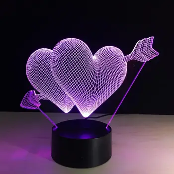 

Adorable Table Lamp 3D 7 Colors Valentine Wife Gift Atmosphere Desk Light Acrylic 3D LED Light Colorful USB Charging Home Decor