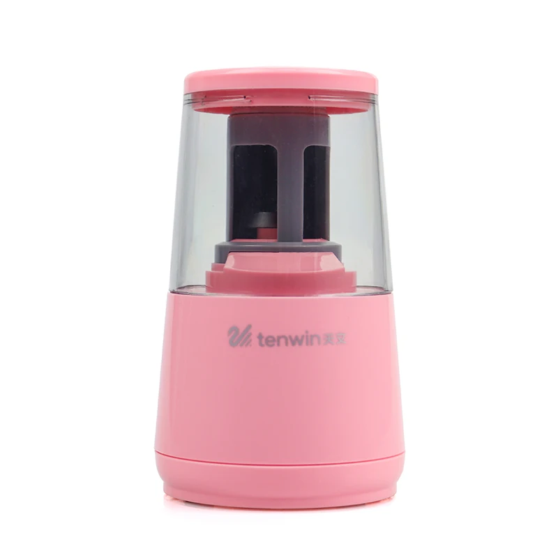 Tenwin 8020 Electric Auto Pencil Sharpener Colored Pencil Sharpener Stationery Battery/Pluggable Charge Powered Student Supplies - Цвет: Pink