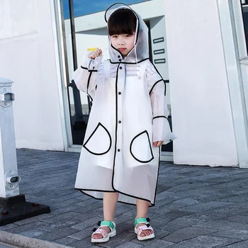 

Unisex Children's Raincoat Kids Poncho Waterproof Rain Poncho Rain Gear Eva Hooded Transparent Boy Girl's Rainwear with Pockets