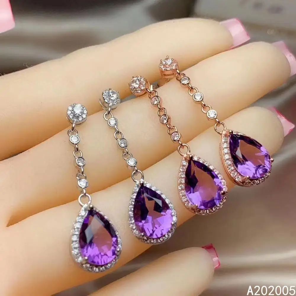 

KJJEAXCMY Fine Jewelry 925 sterling silver inlaid Amethyst female earrings Eardrop fashion hot selling