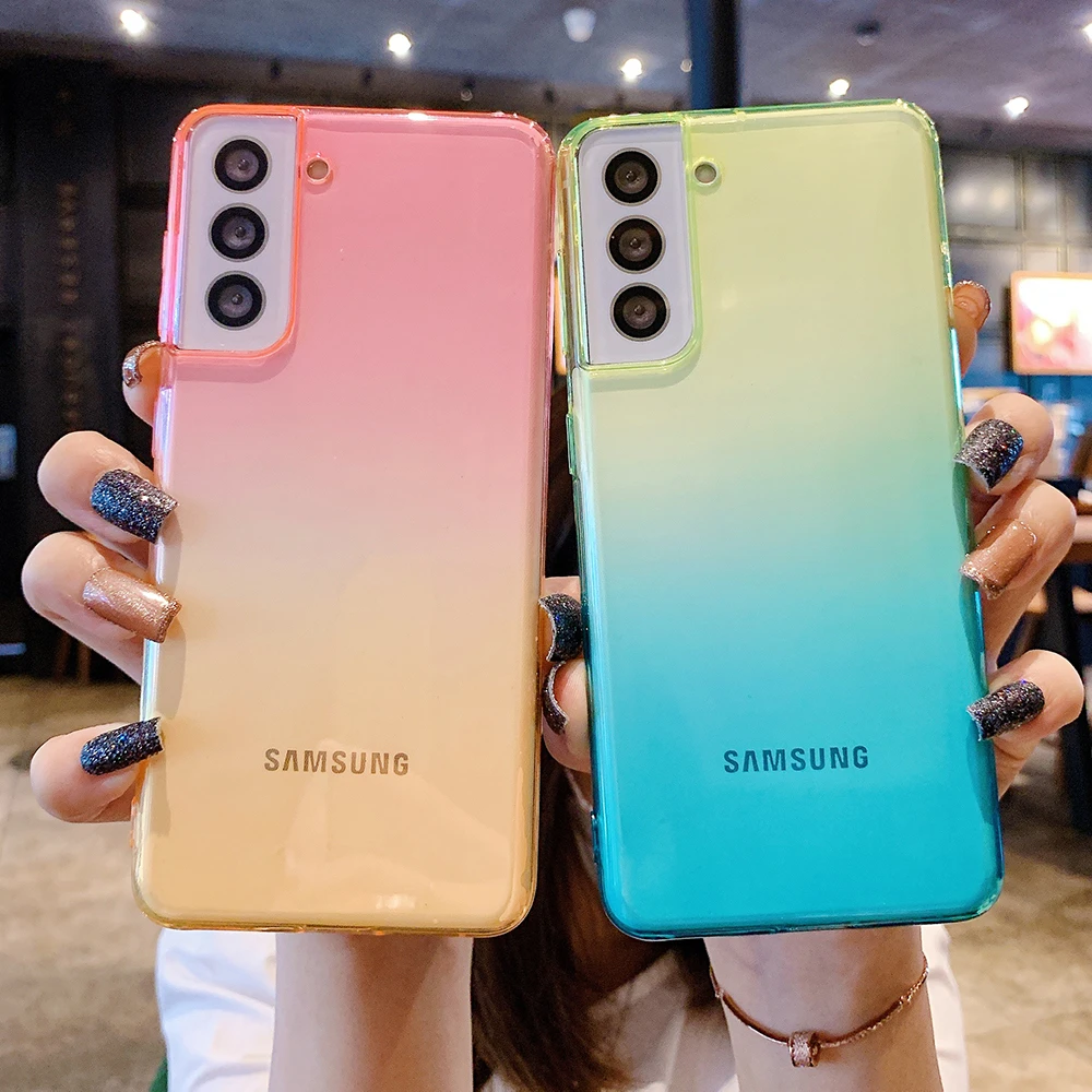 Gradient Clear Soft Case For Samsung Galaxy Note 20 S21 S20 Fe Ultra S10 Plus A72 A52 A71 A51 A70 A50 Silicone Ultra Thin Cover