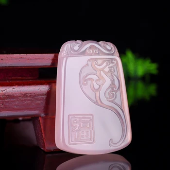 

New Agate Jade Pink Vintage Dragon Pendant Woman