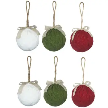 

6Pcs Christmas Hanging Balls Ornament Wool Christmas Balls Decorations Xmas Tree Pendant Christmas Balls Drop Ornament