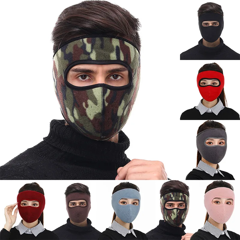 Men Women Winter Warm Full Face Mask Outdoor Riding Ski Dustproof Breathable Double-sided fleece sweat-absorbent Mask