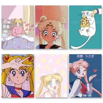 

Diamond 5D Wall Art Handmade Sailor Moon Painting Cross Stitch Picture Japan Anime Role Mosaic Full Round Drill Embroidery Gift