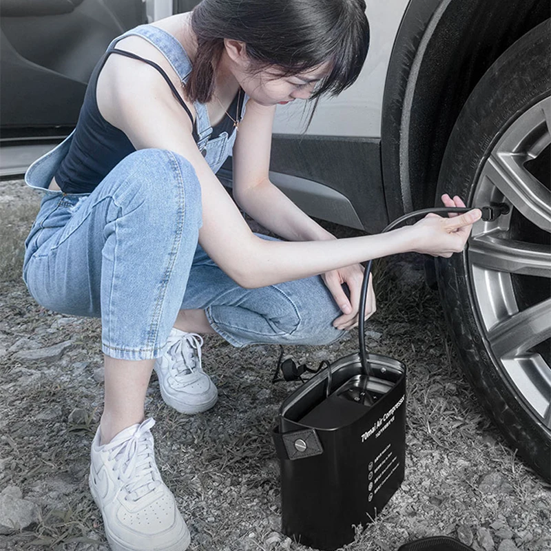 70mai воздушный компрессор 12V 70 MAI Портативный электрический воздушный насос металлический ящик мини автомобильный насос для шин для уход за кожей лица маска Велосипедный спорт мотоцикл шины ПУМБ