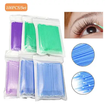 

100pcs Disposable Cotton Swabs Micro Brush Swab Eyelashes Extension Makeup Brushes Individual Applicators Mascara Removing Tools