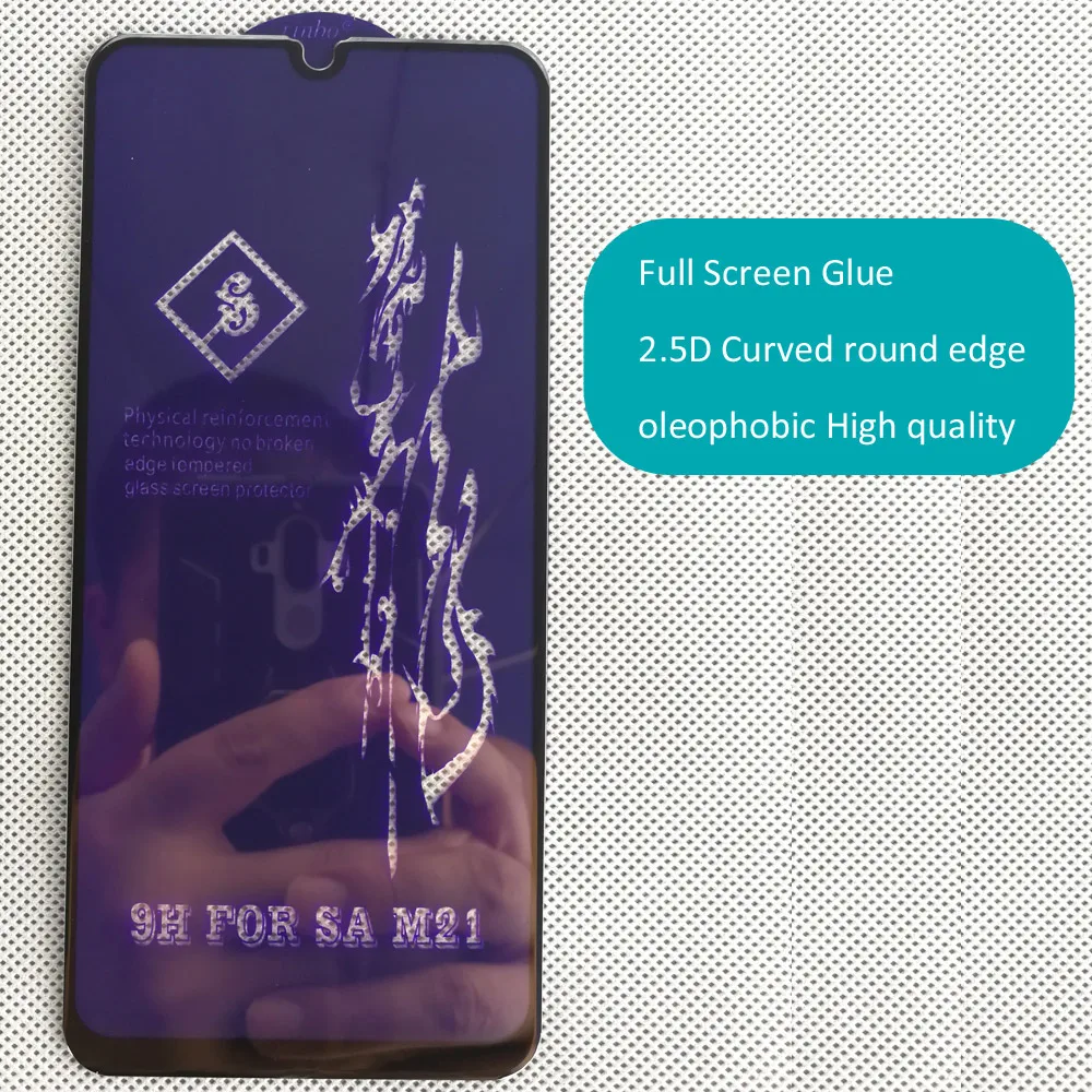 Закаленное стекло на весь экран для Samsung Galaxy M21 2.5D изогнутое Олеофобное высокое