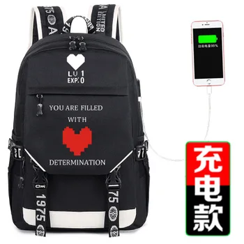 

Undertale Cosplay Student School Shoulder Bag Printing Backpack Canvas Unisex Teenage Travel Laptop USB Mochila
