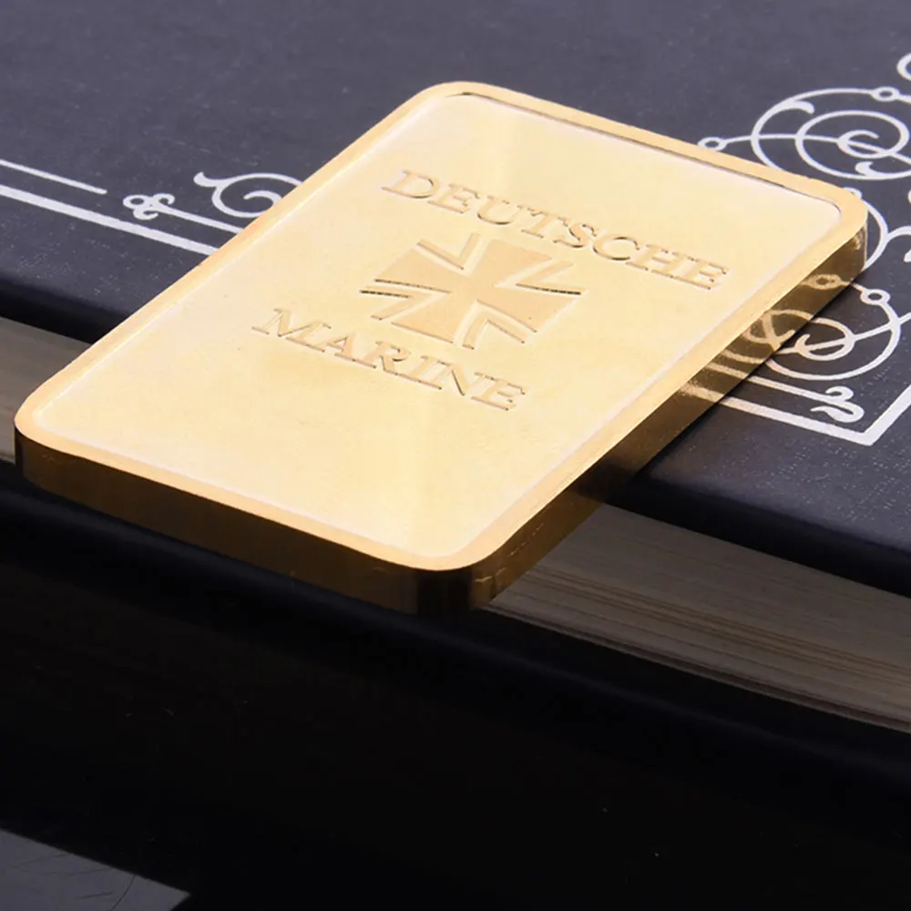 24K Gold-Plated Bullion Bar Square Souvenirs Gifts Home 0.9999 Fine Gold Souvenir Coin Modern Zinc Alloy Ornaments