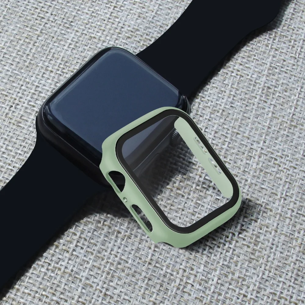 Полное покрытие для Apple Watch серии 5 4 3 2 матовый пластиковый бампер жесткий чехол рамка со стеклянной пленкой для iWatch защита экрана